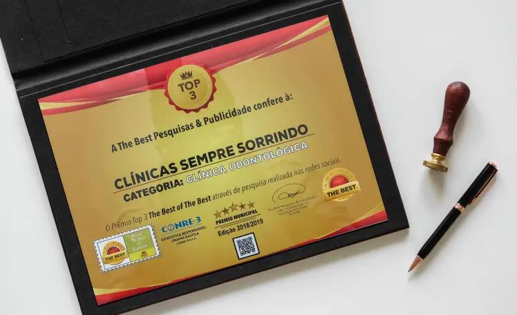 foto do certificado de ganhador do prêmio